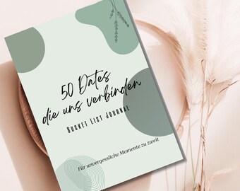 Bucket List for Couples | 50 Date Ideas with Photos | PDF & Canva Template A4 | Gift for Partner, Anniversary, Wedding Day,