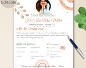 Meet the Teacher Template , Editable Teacher Introduction Sheet Boho , About Me Back to School Flyer , Canva US Letter Digital Download