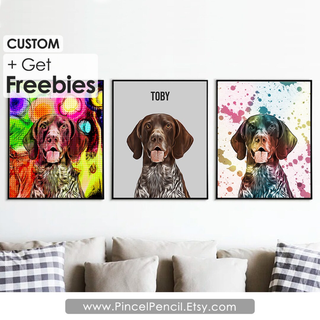 Custom Pet Portrait, Personalized Dog Wall Art, Pet Dog Wall Art