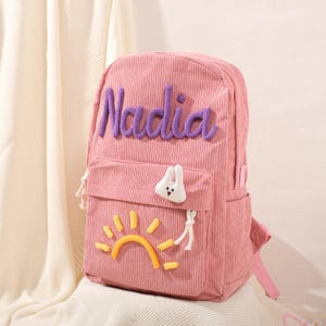 Personalized Kids Corduroy Backpack-Custom Name Embroidery-Durable-Washable-Lightweight School Bag - Cute Backpack Gift for Boys & Girls