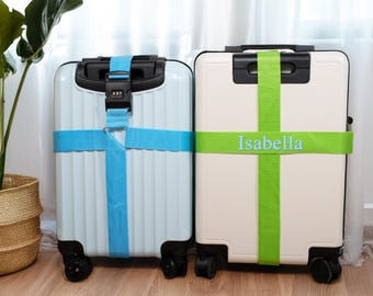 Custom Embroidered Luggage Strap, Personalized Name Travel Strap, Adjustable Suitcase Belt