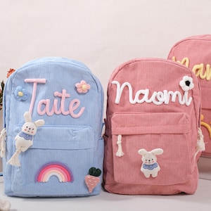 Gestickte Namensschultasche - personalisierter Cordrucksack für Kleinkinder und Kinder