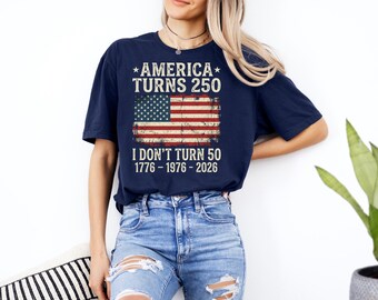 Funny America Turns 250 I Turn 50 1976 50e verjaardag T-shirt VS-shirt