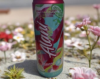 Vela inspirada en Cherry Twist Ice Alani Nu • Aroma afrutado de verano • Decoración en lata de cera de soja • Regalo divertido con vela de bebida energética