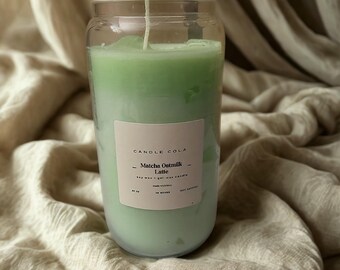 Matcha with Oatmilk Soy Wax Candle with Realistic Gel Wax Ice Candle - Matcha Drink Candle