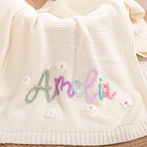 Personalized Infant Blanket | Hand-Embroidered Name Keepsake for Baby Showers