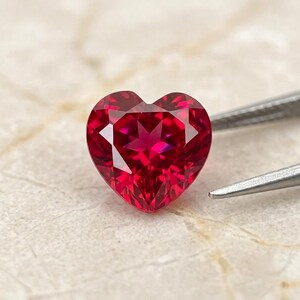 7mm Heart Cut Lab Grown Ruby, AAA+ Quality, VVS1 Clarity, Vibrant Red Loose Gemstone for Engagement or Anniversary Ring