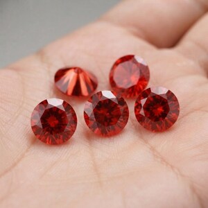 10pc 5mm Round Cubic Zirconia Stones, AAA+ Quality Lab Grown CZ, 8ct Brilliant Cut Gemstones for Jewelry Making, red Diamond Alternative