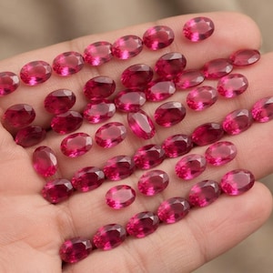 50 Pic oval cut Ruby Lot, 7x5 mm , AAA+ VVS1 Clarity, Lab Grown red ruby Loose Gemstones for Custom Jewelry Making
