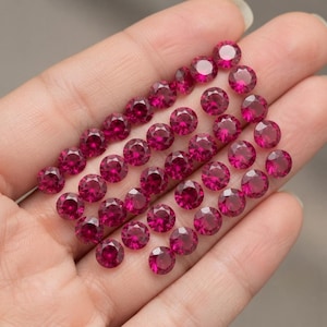 100 Pic Round cut  Ruby Lot, 3 mm round, AAA+ VVS1 Clarity, Lab Grown red ruby Loose Gemstones for Custom Jewelry Making