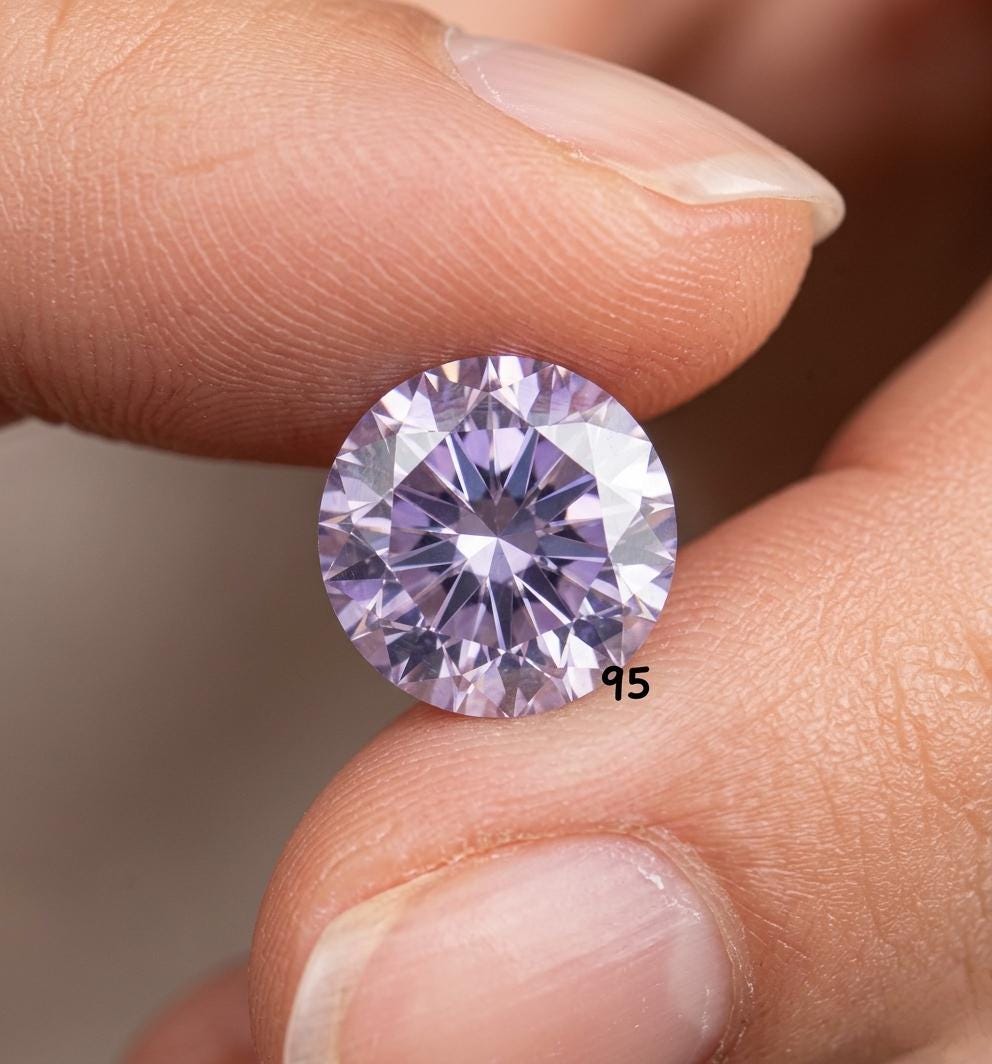 7mm Round Brilliant Cut Purple Moissanite Stone 1.2ct DEW