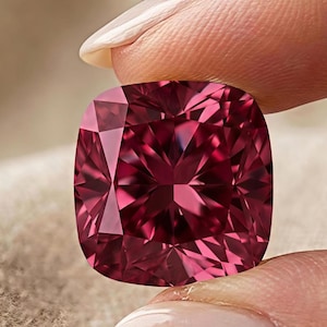 Moissanite rose vif taille coussin 4 carats, 10 mm, pureté VVS1, pierre unique, alternative au diamant de laboratoire pour une bague personnalisée.