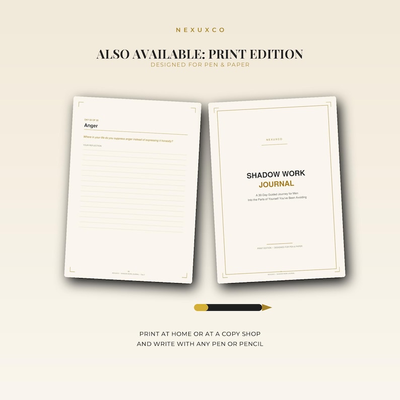 Shadow Work Journal for Men Printable | 30-Day Self Discovery Workbook | Guided Prompts for Inner Healing, Self Growth & Reflection image 4