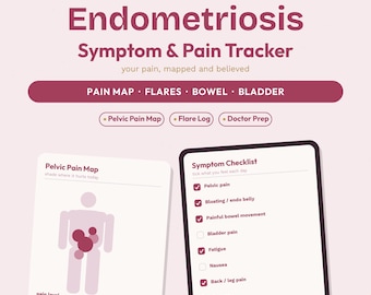 Endometriose-Symptom- und Schmerztracker zum Ausdrucken | Schmerzkarte für Beckenboden, Schübe, Darm-, Blasen- und Blähungsprotokoll | Zyklustagebuch, Arztvorbereitung | iPad