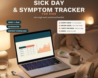 Sick Day & Symptom Tracker for Kids, Fever Log, iPad GoodNotes Compatible, Medication Chart, Doctor Visit Prep Printable PDF
