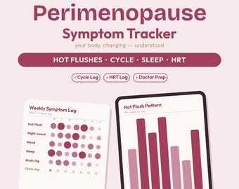 Perimenopause and Menopause Symptom Tracker Printable | Hot Flush, Cycle, Sleep & HRT Log | Night Sweats, Mood, Doctor Prep + iPad