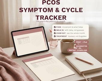 PCOS Symptom and Cycle Tracker Printable | Period, Mood, Energy & Ovulation Log | Hormone Symptom Journal, Supplement + Doctor Prep
