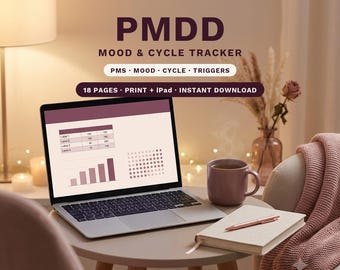PMDD症状トラッカー（印刷可能）｜月経前不快気分障害（PMDD）の気分、周期、誘発因子の記録｜PMS日記、パターンファインダー、医師への準備｜iPad