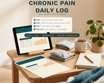 Chronic Pain Tracker Printable, Daily Pain Journal, Symptom & Medication Log, Body Map, Flare Diary, A4 US Letter iPad GoodNotes