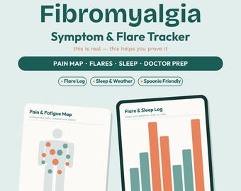 Fibromyalgia Symptom and Flare Tracker Printable | Chronic Pain, Fatigue & Sleep Log | Spoonie Journal, Pain Map, Doctor Prep | iPad
