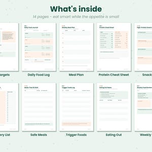 GLP-1 Food & Protein Journal | Ozempic Wegovy Mounjaro Zepbound Meal Tracker | Semaglutide Hunger Log + Protein Cheat Sheet Printable image 8