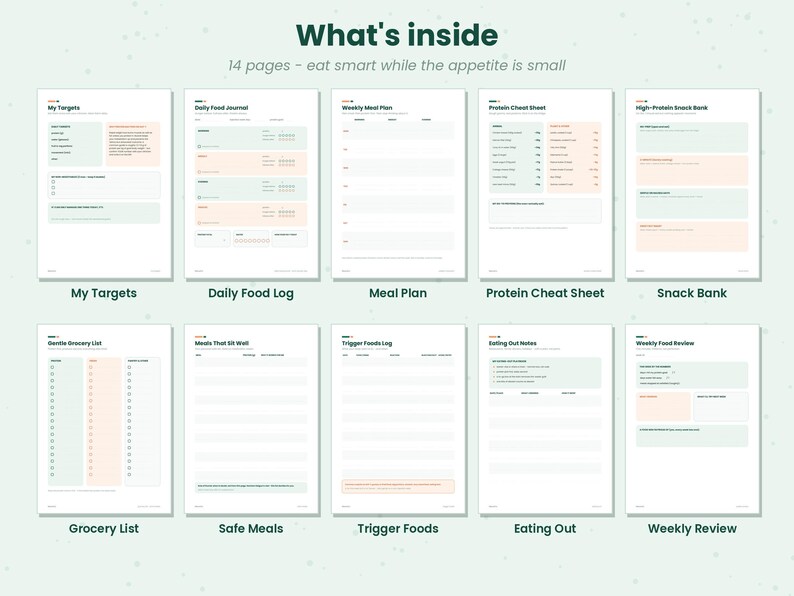 GLP-1 Food & Protein Journal | Ozempic Wegovy Mounjaro Zepbound Meal Tracker | Semaglutide Hunger Log + Protein Cheat Sheet Printable image 8