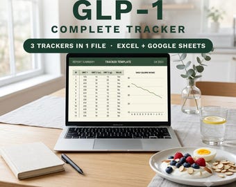 GLP-1 Tracker Spreadsheet | Ozempic Mounjaro Wegovy Injection Log, Side Effect and Protein Food Journal | Excel & Google Sheets