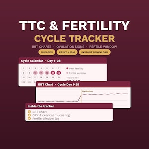 TTC & Fertility Cycle Tracker Printable | BBT Chart, Ovulation, Fertile Window Log | Cervical Mucus, OPK Test Tracker | iPad + Print