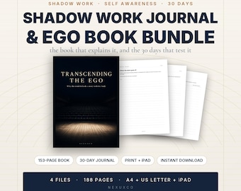 Shadow Work Journal & Ego Book Bundle, 30 Day Self Awareness Workbook, Printable A4 US Letter + iPad Digital Journal, Instant Download