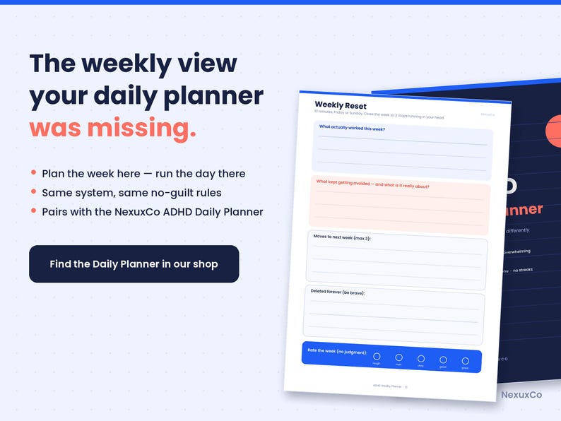 ADHD Weekly Planner for Women Printable | Neurodivergent Weekly Organizer | Dopamine Menu, Energy Batching, Undated | Print + iPad image 7