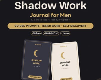 Diario de trabajo con la sombra para hombres (imprimible) / Cuaderno de trabajo de autodescubrimiento de 30 días / Indicaciones guiadas para la sanación interior, el crecimiento personal y la reflexión.