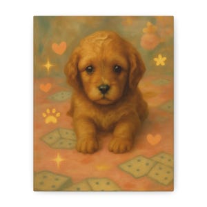 Cute Puppy Canvas Art Print, Dog Lover Gift, Home Decor, Pet Portrait, Nursery Wall Art, Puppy Decor, Animal Lover Gift
