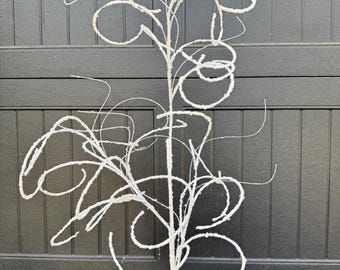 30.5” White glittered curly spray