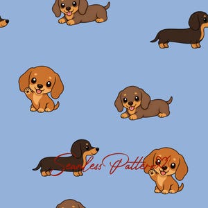 Cute Dachshund Seamless Pattern PNG, Wiener Dog Digital Paper, Kawaii Sausage Dog Pattern, Puppy Background, Cute Dog Pattern, Cute pattern