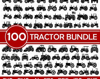 100 Tractor SVG Bundle, Farm Tractor Silhouette Clipart, Farming SVG PNG dxf eps, Vintage and Modern Tractors designs, Cricut & Silouhette