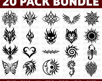 Tribal Tattoo Designs Bundle, Neo Tribal SVG, Symmetrical Tribal