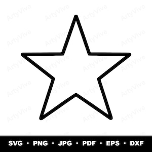 Stella SVG, Contorno di stella semplice SVG, Clipart stella minimalista, Stella a cinque punte PNG, File di taglio forma base, Design per Cricut Silhouette