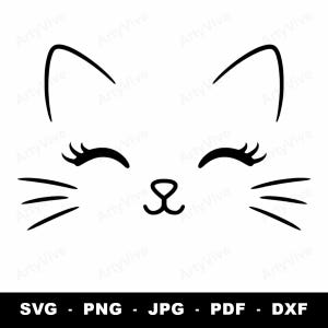 Cute Cat Face SVG, Cat Face PNG, Kitty Face design, Cat Whiskers SVG, Cute Cat Clipart, Cat Cricut File, Kawaii Cat svg, Cat Face Silhouette