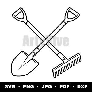 Gardening Tools SVG, Shovel and Rake SVG, Garden Tools Cut File, Farmer SVG Design, Gardening Clipart Cricut, Yard Work svg, png dxf jpg