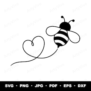 Bienenherz SVG, Hummelherz-Spur SVG, Niedliche Biene SVG, Niedliche Bienen-Clipart, Bienenliebhaber SVG, Honigbiene Cricut, Frühling/Sommer SVG, Biene PNG