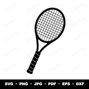 Tennis Racket SVG, Tennis Racquet Clipart, Sports Equipment SVG, Tennis PNG, Minimalist Tennis Cut File, Cricut Silhouette Design