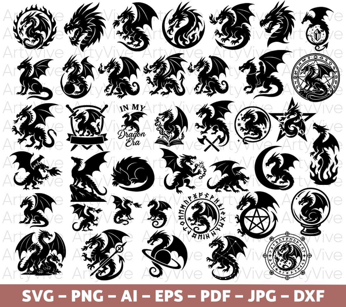 Pack De 5 Tatouages Temporaires Dragons & Symboles Tribaux/Illuminati - Envoi Gratuit