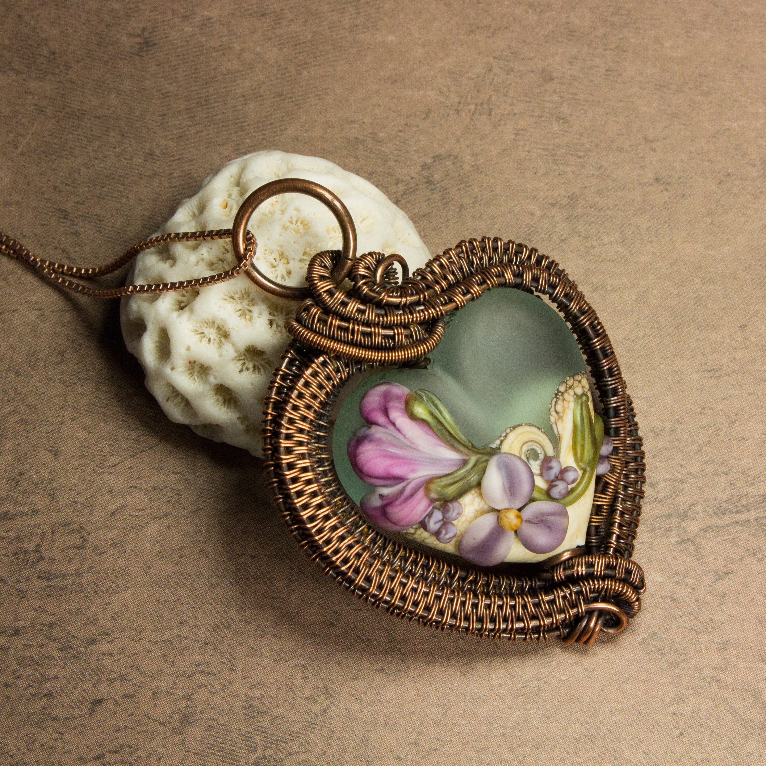 Blue Heart Necklace Lampwork Glass Pendant Handmade Jewelry | Etsy