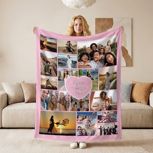 Manta de collage de fotos personalizada, manta de recuerdo familiar personalizada, regalo de cumpleaños, aniversario de bodas, regalo para el Día de la Madre o el Día del Padre.