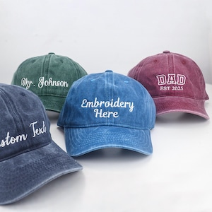 Hoed aangepaste tekst, gepersonaliseerde geborduurde hoed, vintage honkbalhoed, geborduurde truckerhoed, vaderdagcadeau, gepersonaliseerd cadeau