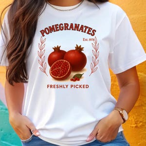 Pomegranate Graphic Tee: Unisex Cotton Shirt, Summer Fruit Design