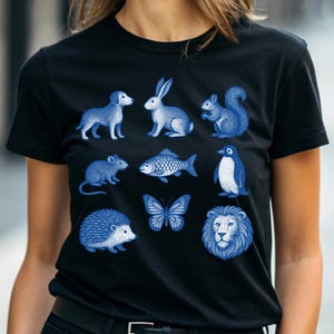 Whimsical Animal Illustration T-Shirt: Eco-Friendly Cotton Nature Tee