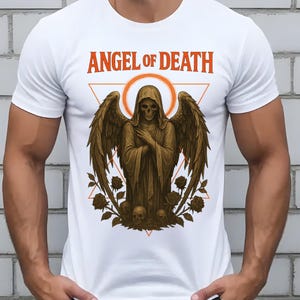Camiseta gráfica Ángel de la Muerte / Ilustración de ángel oscuro, alas góticas