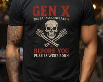 Camiseta Gen X Badass Skull – Camiseta unisex vintage de algodón grueso