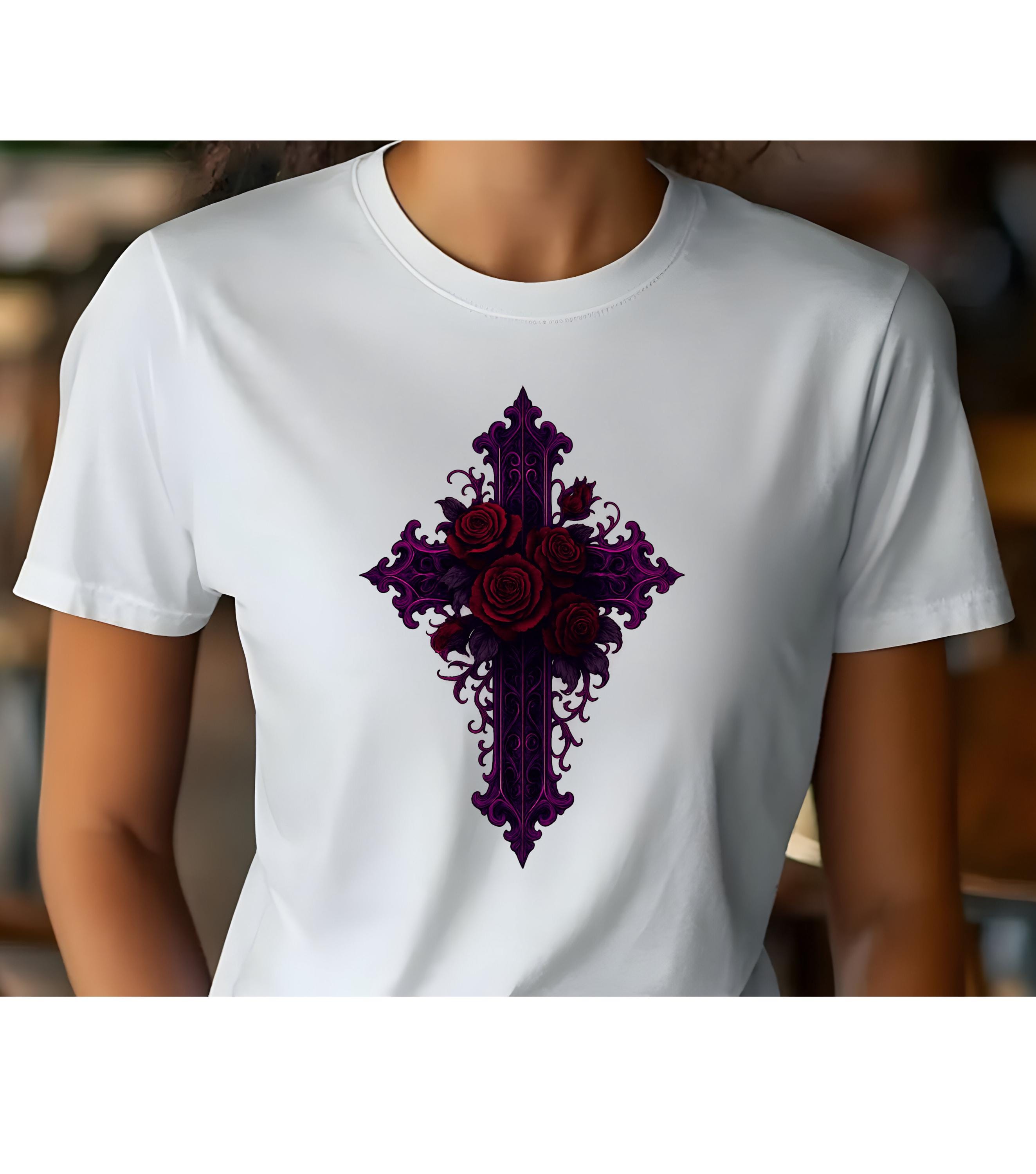 Rose Cross T Shirt - Etsy